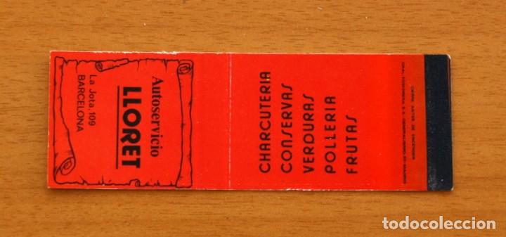 Cajas de Cerillas: Autoservicio LLoret, C/ La Jota, Barcelona - Carter&iacute;ta de cerillas - General Fosforera