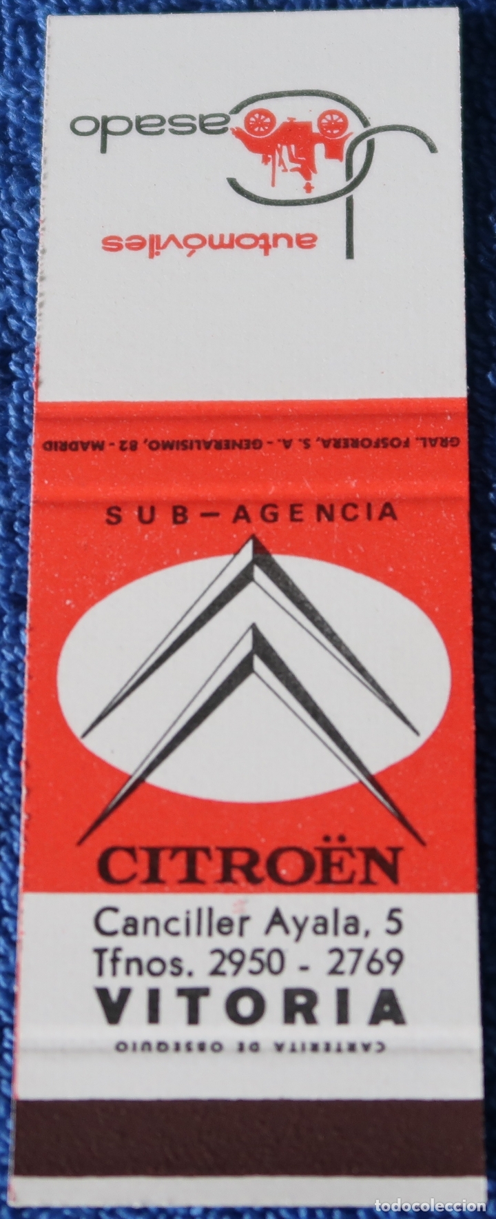 Cajas de Cerillas: Citroen - Subagencia Vitoria - &iexcl;Caja de cerillas plancha!