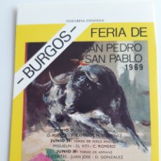 Cajas de Cerillas: TAPA CAJA CERILLAS - BURGOS - FERIA DE SAN PEDRO Y SAN PABLO 1969 - CARTEL TAURINO