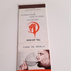 Cajas de Cerillas: CARTERITA CERILLAS - CERVEZA CRUZCAMPO - CASA DE SEVILLA