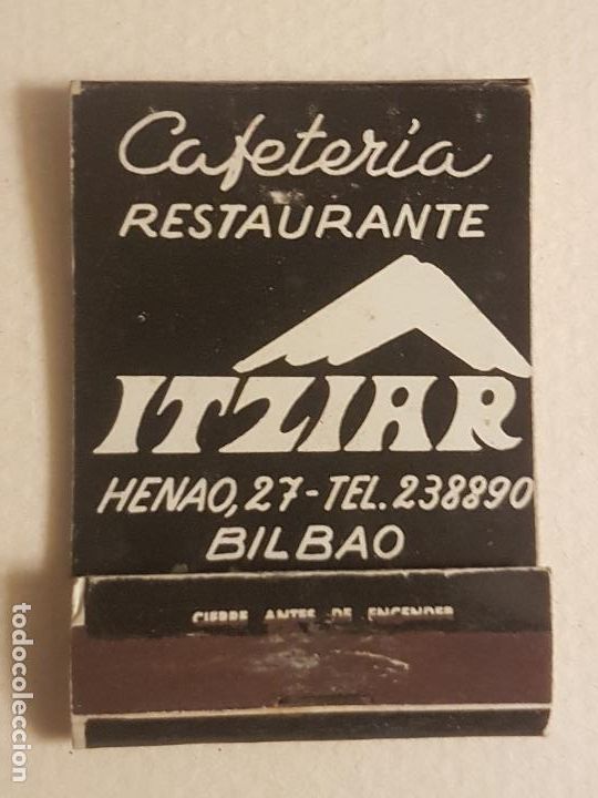 Cajas de Cerillas: ITZIAR RESTAURANTE BILBAO PUBLICIDAD CAJA DE CERILLAS