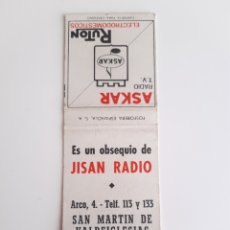 Cajas de Cerillas: CARTERITA CERILLAS - JISAN RADIO ( SAN MARTÍN DE VALDEIGLESIAS ) - ASKAR - RUTON