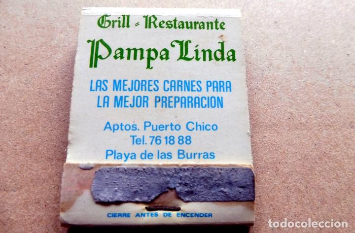 Cajas de Cerillas: CAJA DE CERILLAS - RESTAURANTE PAMPA LINDA - SAN AGUSTIN -GRAN CANARIAS