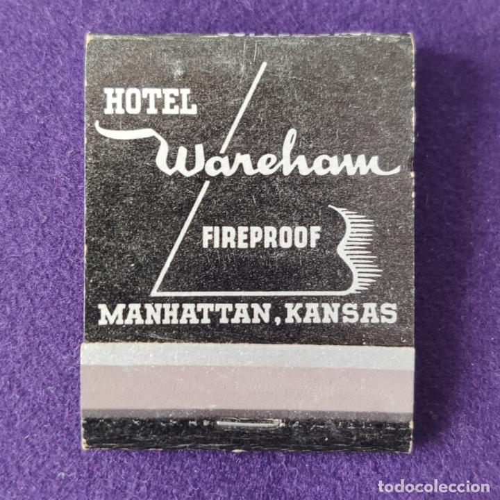Bo&icirc;tes d'Allumettes: CAJA DE CERILLAS. HOTEL WAREHAM MANHATTAN, KANSAS. SIN USAR.