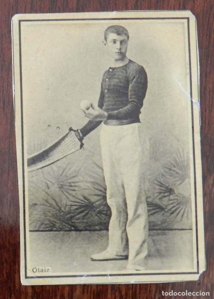 Caixas de F&oacute;sforos: Cromo de caja de cerillas pelotari Olaiz, pelota Vasca, Jai alai, cesta punta, Eduardo Roca y herman