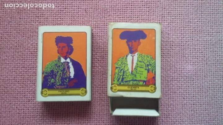 Cajas de Cerillas: Dos cajas de cerillas de la serie toreros (Paquiro y Guerrita). F&oacute;sforos del Pirineo. Art Nouveau.