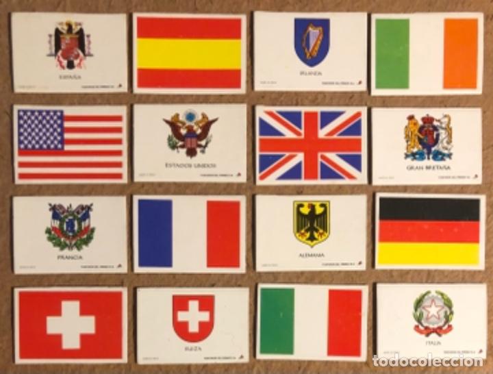 Cajas de cerillas: LOTE DE 16 TAPAS CERILLAS COLECCI&Oacute;N BANDERAS Y ESCUDOS. A&Ntilde;OS 70.