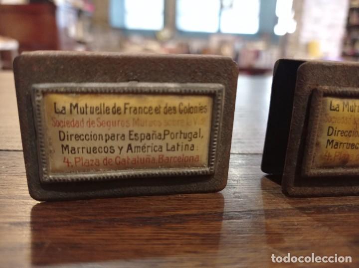 Cajas de Cerillas: lote dos fundas para cerillas de mutuelle de france et des colonies.metal.1900 circa.
