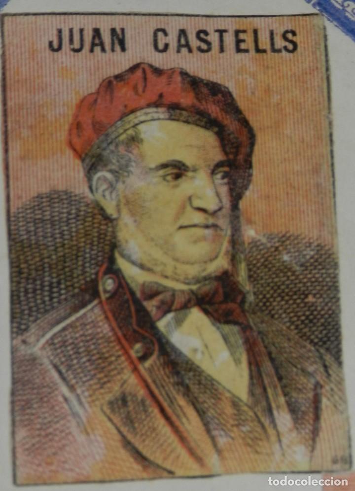 Matchboxes: CAJA DE CERILLAS, ENVUELTA, CROMO, FOTOTIPIA, SIGLO XIX. POLITICO - SATIRICA, JUAN CASTELS, CARLISTA