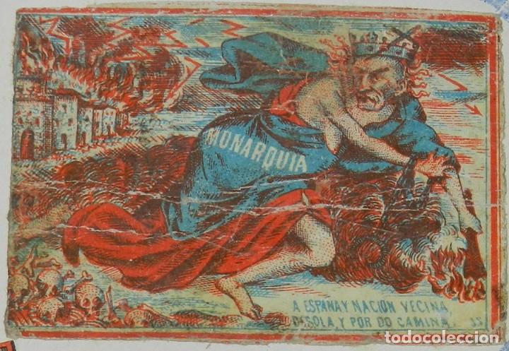 Matchboxes: CAJA DE CERILLAS, ENVUELTA, CROMO, FOTOTIPIA, SIGLO XIX. SATIRICO-POLITICA, MIDE 6 X 4 CMS. APROX.