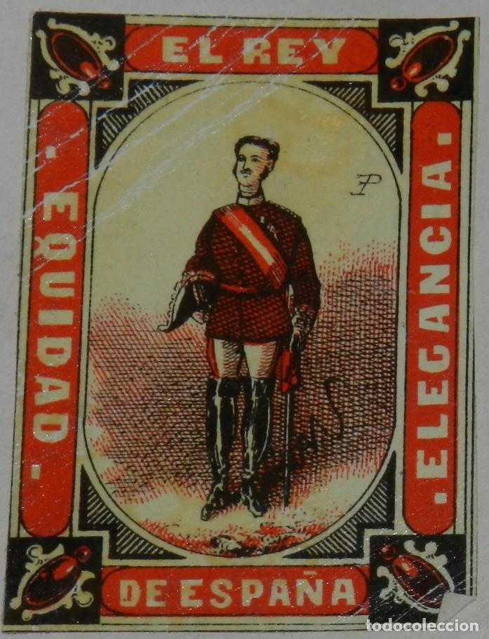 Caixas de F&oacute;sforos: CAJA DE CERILLAS, ENVUELTA, CROMO, FOTOTIPIA, SIGLO XIX. SATIRICO-POLITICAS, EL REY, MIDE 6 X 4 CMS.