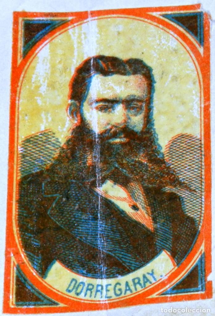 Bo&icirc;tes d'Allumettes: CAJA DE CERILLAS, ENVUELTA, CROMO, FOTOTIPIA, SIGLO XIX. SATIRICO-POLITICAS, DORREGARAY, MIDE 6 X 4