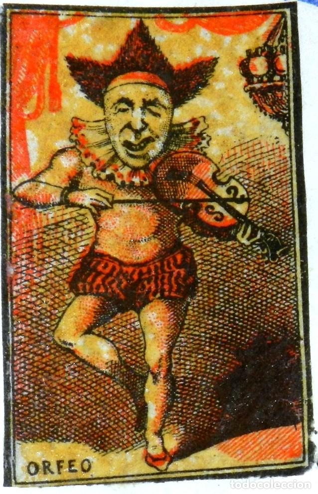Bo&icirc;tes d'Allumettes: CAJA DE CERILLAS, ENVUELTA, CROMO, FOTOTIPIA, SIGLO XIX. SATIRICO-POLITICAS, ORFEO, MIDE 6 X 4 CMS.