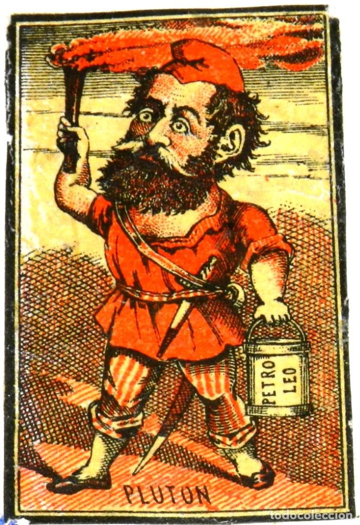 Bo&icirc;tes d'Allumettes: CAJA DE CERILLAS, ENVUELTA, CROMO, FOTOTIPIA, SIGLO XIX. SATIRICO-POLITICAS, HERCULES, MIDE 6 X 4 CM