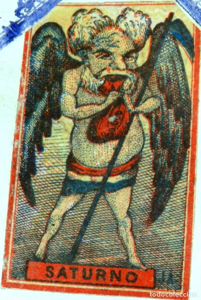 Bo&icirc;tes d'Allumettes: CAJA DE CERILLAS, ENVUELTA, CROMO, FOTOTIPIA, SIGLO XIX. SATIRICO-POLITICAS, SATURNO, MIDE 6 X 4 CMS
