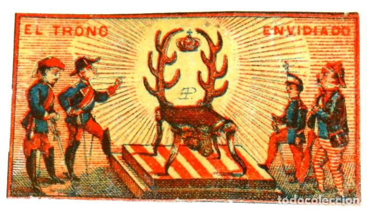 Bo&icirc;tes d'Allumettes: CAJA DE CERILLAS, ENVUELTA, CROMO, FOTOTIPIA, SIGLO XIX. SATIRICO-POLITICAS, I REPUBLICA, MIDE 6 X 4