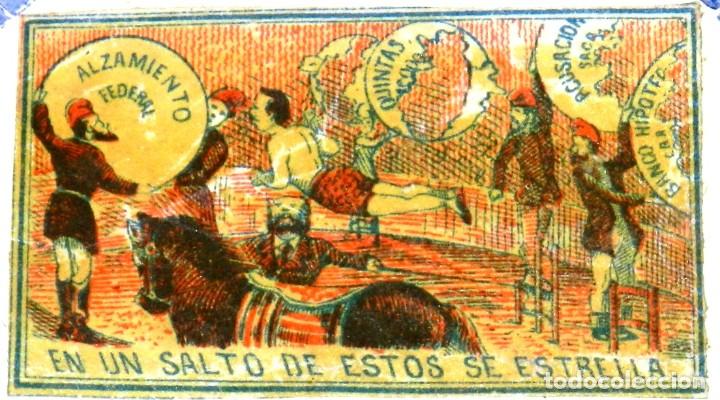Bo&icirc;tes d'Allumettes: CAJA DE CERILLAS, ENVUELTA, CROMO, FOTOTIPIA, SIGLO XIX. SATIRICO-POLITICAS, I REPUBLICA, MIDE 6 X 4