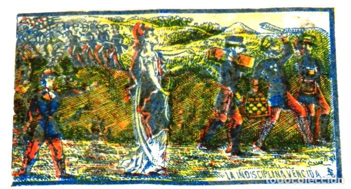 Cajas de cerillas: CAJA DE CERILLAS, ENVUELTA, CROMO, FOTOTIPIA, SIGLO XIX. SATIRICO-POLITICAS, I REPUBLICA, MIDE 6 X 4