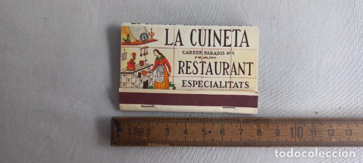 Cajas de Cerillas: ANTIGUA CAJA CERILLAS. FOSFOROS. LA CUINETA RESTAURTANT. COCINA CATALANA. matchbox