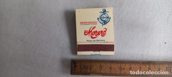 Cajas de Cerillas: ANTIGUA CAJA CERILLAS MERENDERO MORENO NERJA, MALAGA PLAYA BRURRIANA CHIRINGUITO. matchbox