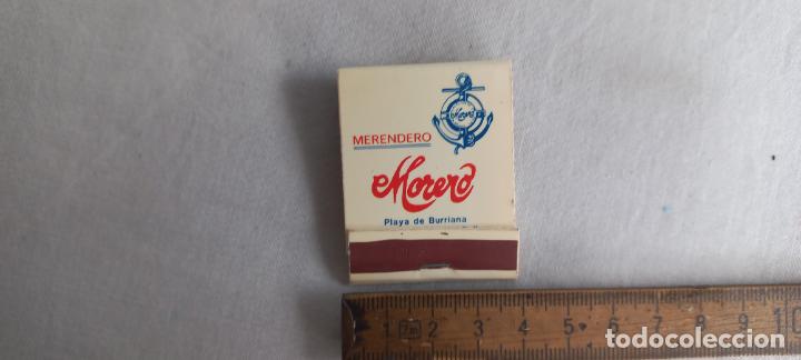 Cajas de Cerillas: ANTIGUA CAJA CERILLAS MERENDERO MORENO NERJA, MALAGA PLAYA BRURRIANA CHIRINGUITO. COMPLETA matchbox