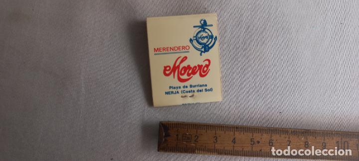Cajas de Cerillas: ANTIGUA CAJA CERILLAS MERENDERO MORENO NERJA, MALAGA PLAYA BRURRIANA CHIRINGUITO. matchbox