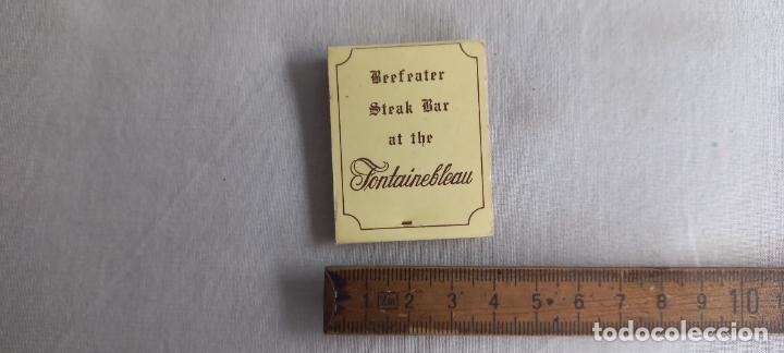 Cajas de Cerillas: ANTIGUA CAJA CERILLAS FONTAINEBLEAU. NERJA. MALAGA. BEEFEATER STEAK BAR. matchbox