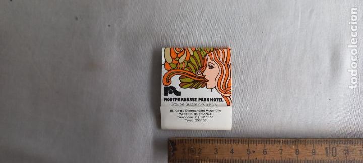 Cajas de Cerillas: ANTIGUA CAJA CERILLAS MONTPARNASSE PARK HOTEL. PARIS, CAIRO ZURICH JEDDAH NEW YORK matchbox
