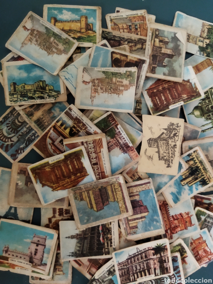 Cajas de Cerillas: Lote de 64 antiguos cromos de caja de cerillas o Fototipias de tema Monumentos