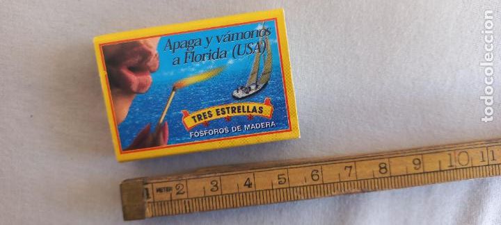 Cajas de Cerillas: APAGA Y VAMONOS A FLORIDA. USA. TRES ESTRELLAS FOSFORO Caja de cerillas MATCHBOX ALLUMETTES MATCHES.