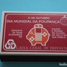 Cajas de Cerillas: CERILLAS CAJA GRANDE 5X8X2,5CM - BANCO DE PORTUGAL - CAIXA GERAL DE DEPÓSITOS - AÑOS70/80 - COMPLETA. Lote 356075940