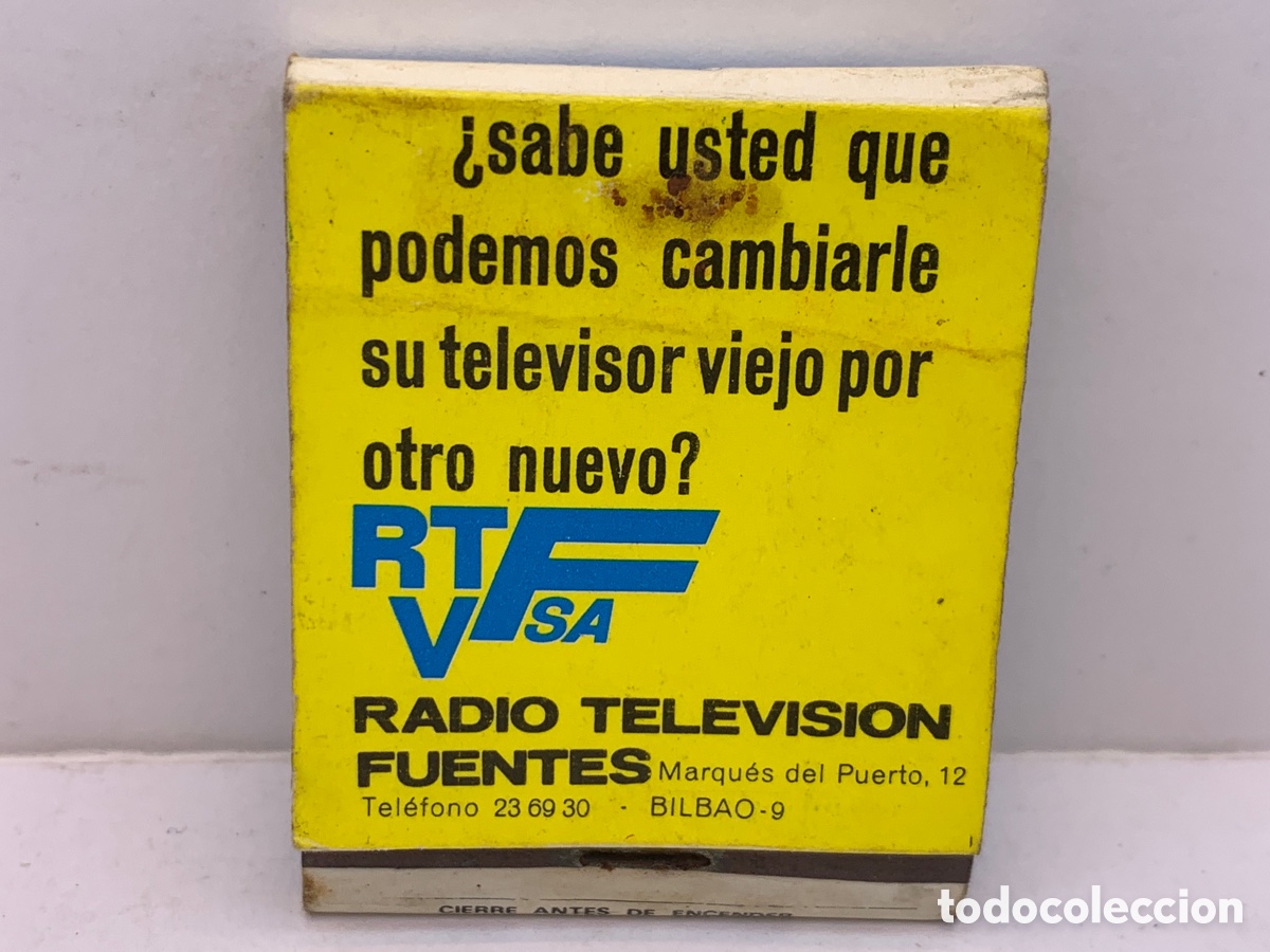 Matchboxes: Antigua Caja de Cerillas Publicidad Radio Televisi&oacute;n Fuentes. Bilbao.
