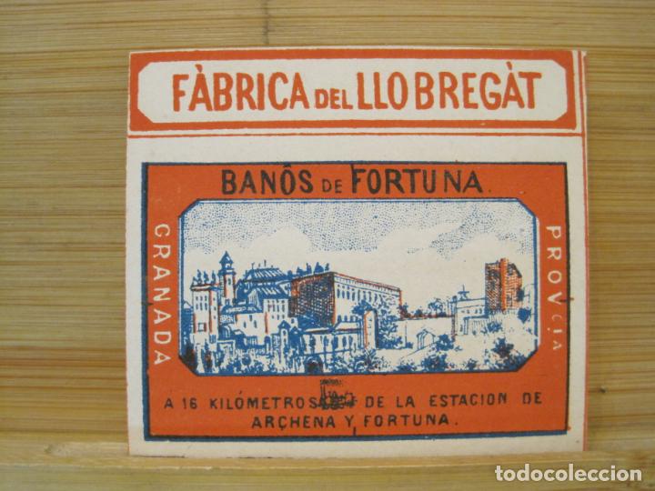 Matchboxes: CROMO CAJA CERILLAS-BA&Ntilde;OS DE FORTUNA DE JUAN CASCALES FONT-FABRICA LLOBREGAT-GRANADA-(99.217)