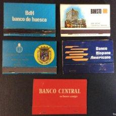 Cajas de Cerillas: 5 CARTERITAS DE CERILLAS TAMAÑO GRANDE. . BANCOS. CON FOSFOROS