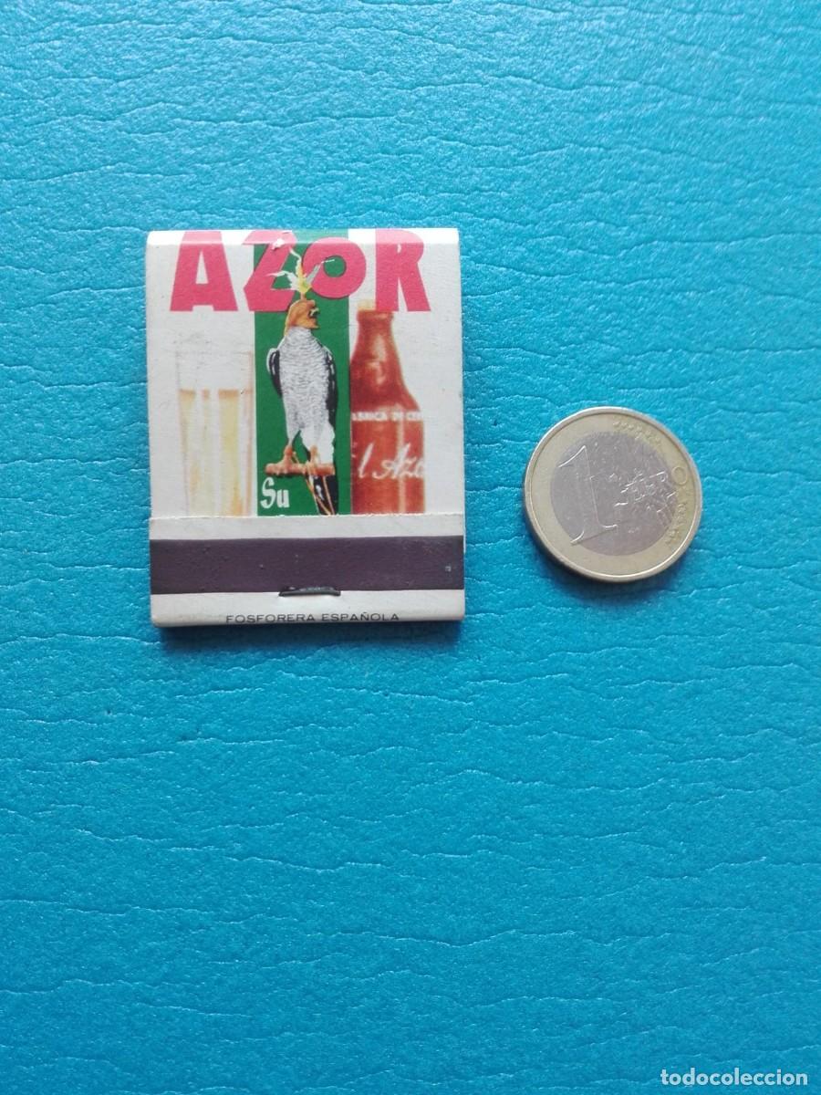 Caixas de F&oacute;sforos: ANTIGUA CAJA DE CERILLAS - PUBLICIDAD CERVEZA AZOR - SIN USAR