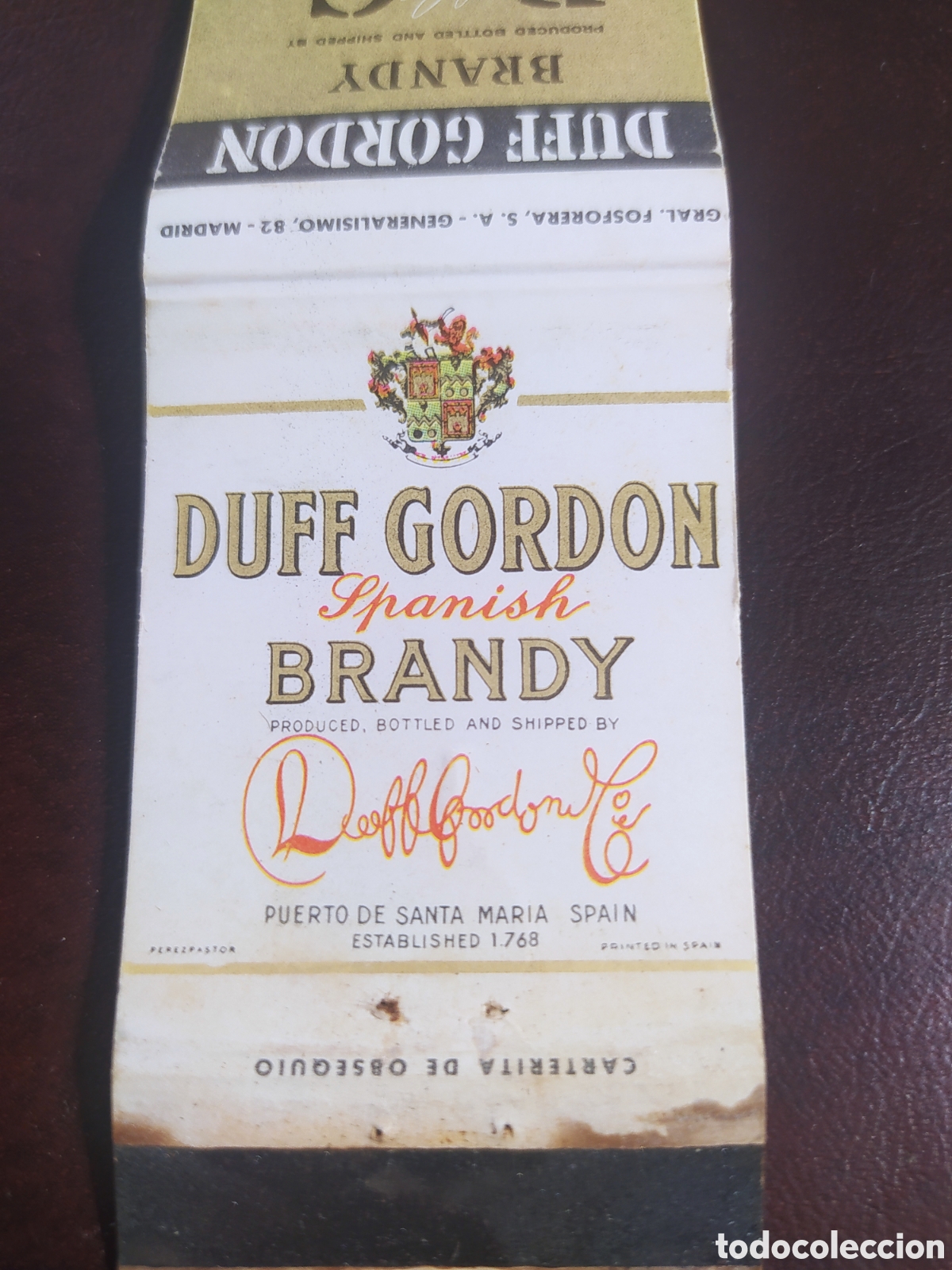 Cajas de cerillas: CARTERITA DE CERILLAS. BRANDY DUFF GORDON. - Foto 2
