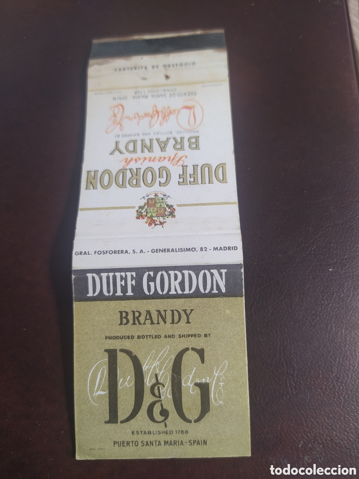 Cajas de cerillas: CARTERITA DE CERILLAS. BRANDY DUFF GORDON. - Foto 1