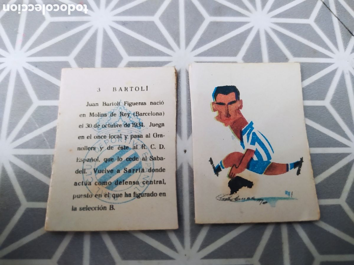 Cajas de Cerillas: BARTOLI, N&ordm; 3. ESPA&Ntilde;OL. JUGADOR A&Ntilde;OS 50-60. LLEVA LA CARICATURA Y LA DESCRIPCION.