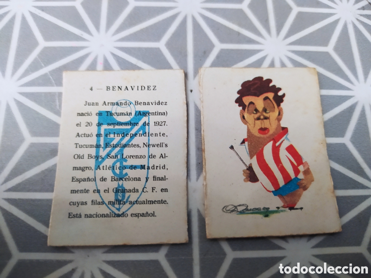 Cajas de Cerillas: BENAVIDEZ, N&ordm; 4. GRANADA. JUGADOR A&Ntilde;OS 50-60. LLEVA LA CARICATURA Y LA DESCRIPCION.