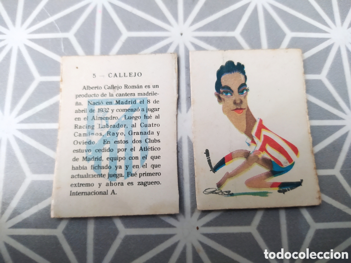 Cajas de Cerillas: CALLEJO, N&ordm; 5. AT. MADRID. JUGADOR A&Ntilde;OS 50-60. LLEVA LA CARICATURA Y LA DESCRIPCION.
