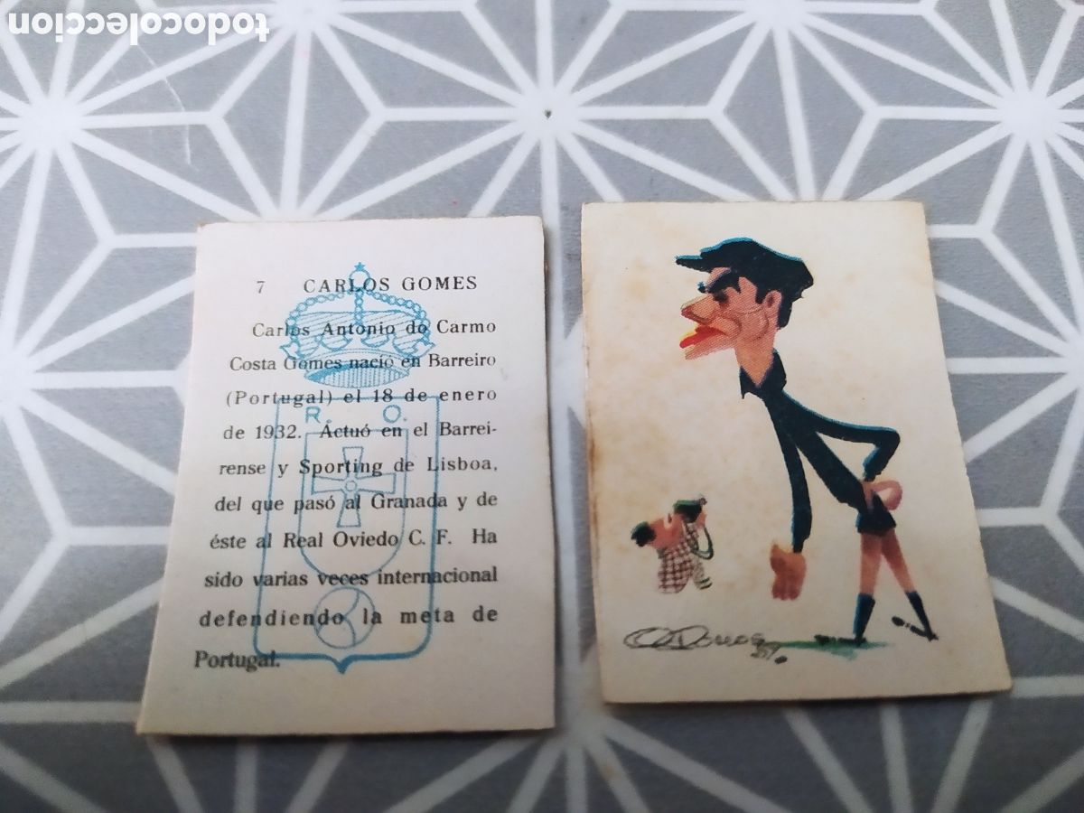 Cajas de Cerillas: CARLOS GOMES, N&ordm; 7,. OVIEDO. JUGADOR A&Ntilde;OS 50-60. LLEVA LA CARICATURA Y LA DESCRIPCION.