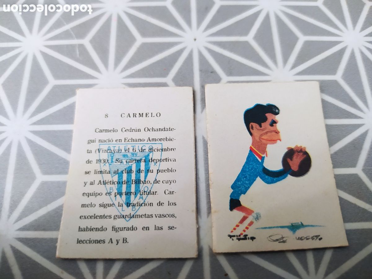 Cajas de Cerillas: CARMELO, N&ordm; 8. AT. BILBAO. JUGADOR A&Ntilde;OS 50-60. LLEVA LA CARICATURA Y LA DESCRIPCION.