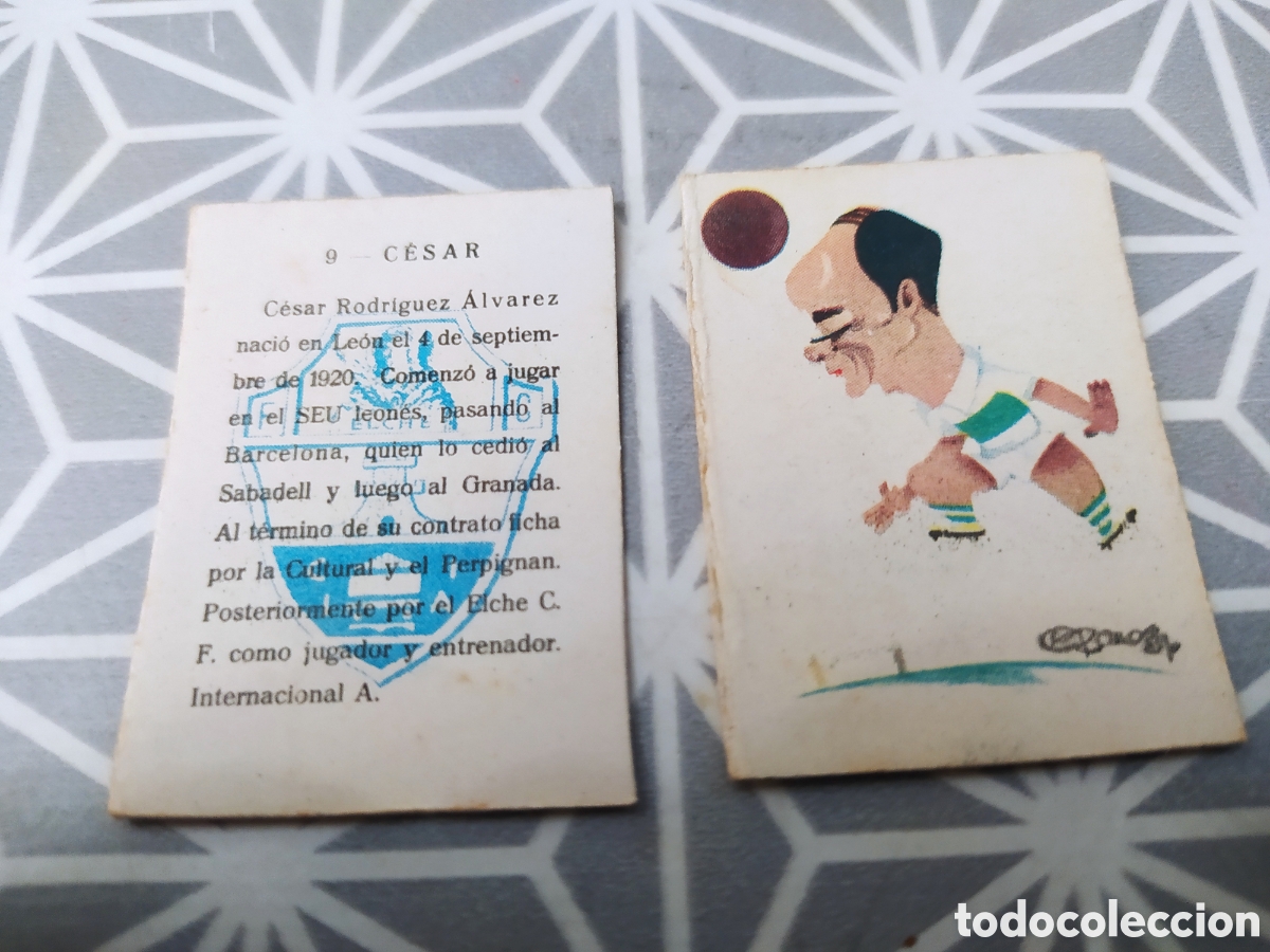 Cajas de Cerillas: CESAR. N&ordm; 9. ELCHE. JUGADOR A&Ntilde;OS 50-60. LLEVA LA CARICATURA Y LA DESCRIPCION.