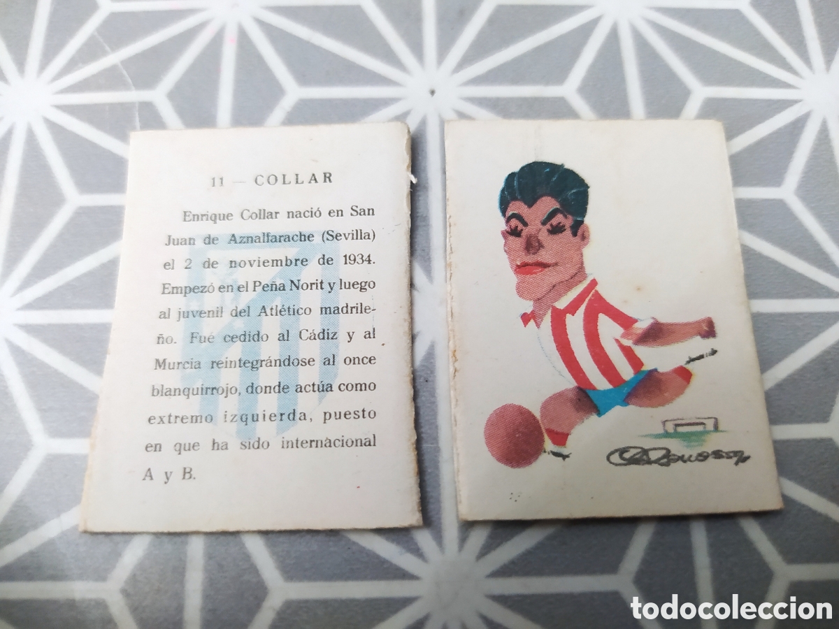Cajas de Cerillas: COLLAR. N&ordm; 11. AT. MADRID. JUGADOR A&Ntilde;OS 50-60. LLEVA LA CARICATURA Y LA DESCRIPCION.