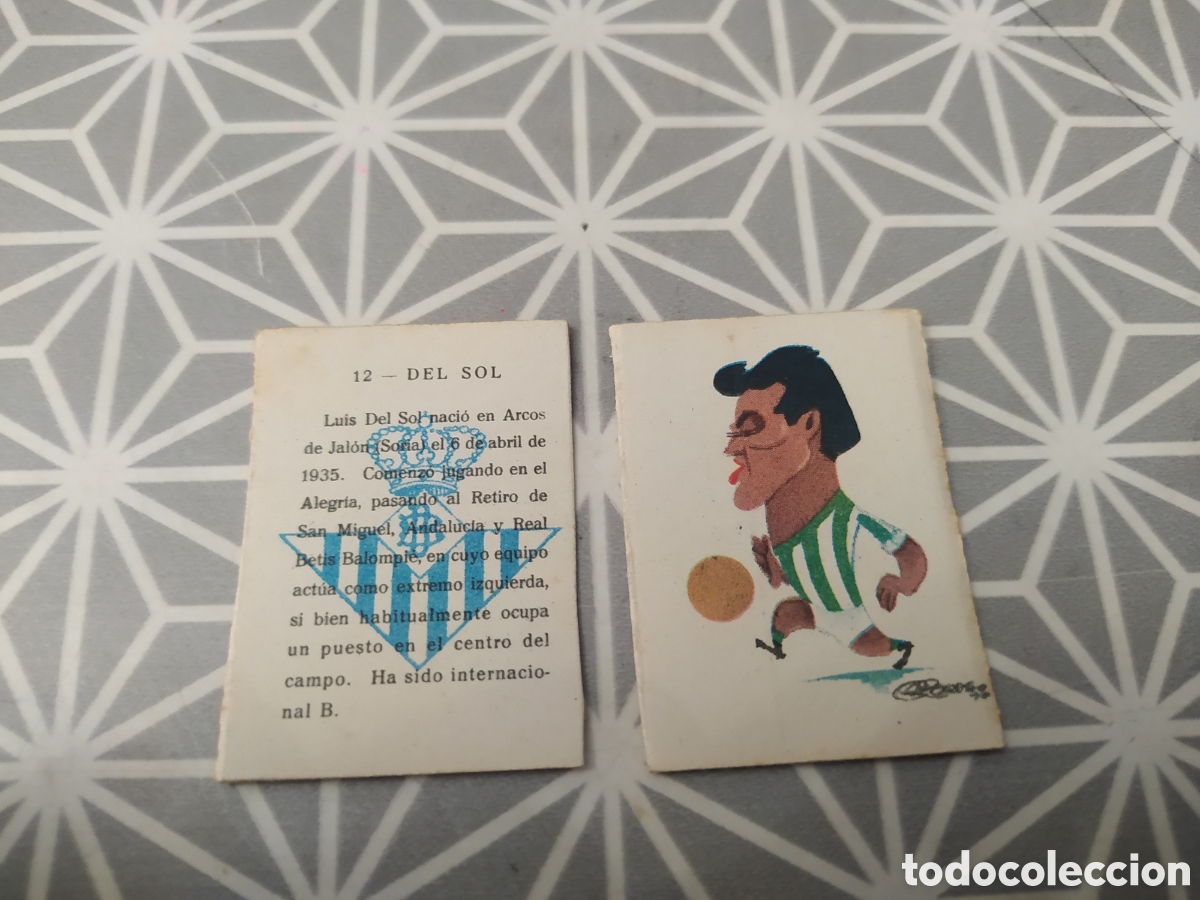 Cajas de Cerillas: DEL SOL. N&ordm; 12. BETIS. JUGADOR A&Ntilde;OS 50-60. LLEVA LA CARICATURA Y LA DESCRIPCION.