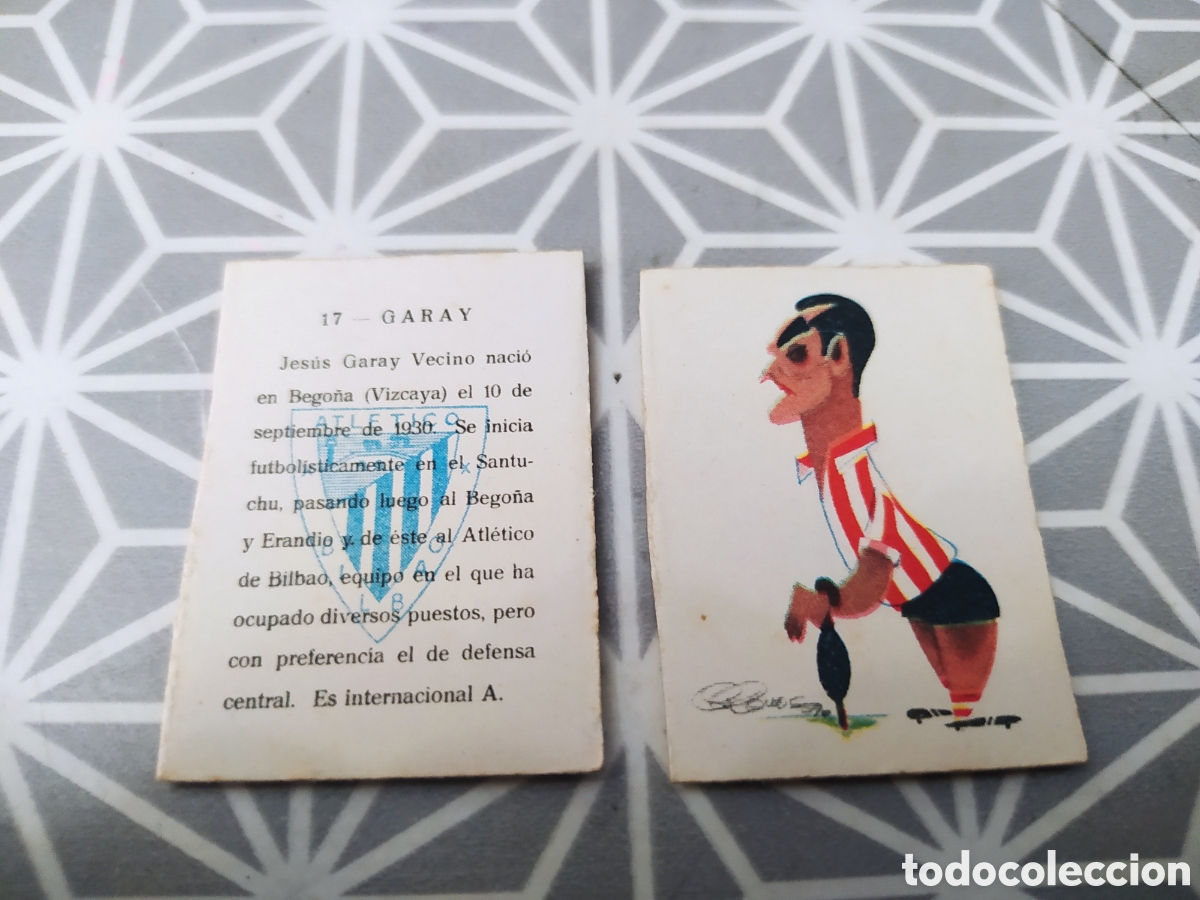 Cajas de Cerillas: GARAY. N&ordm; 17. AT. BILBAO. JUGADOR A&Ntilde;OS 50-60. LLEVA LA CARICATURA Y LA DESCRIPCION.