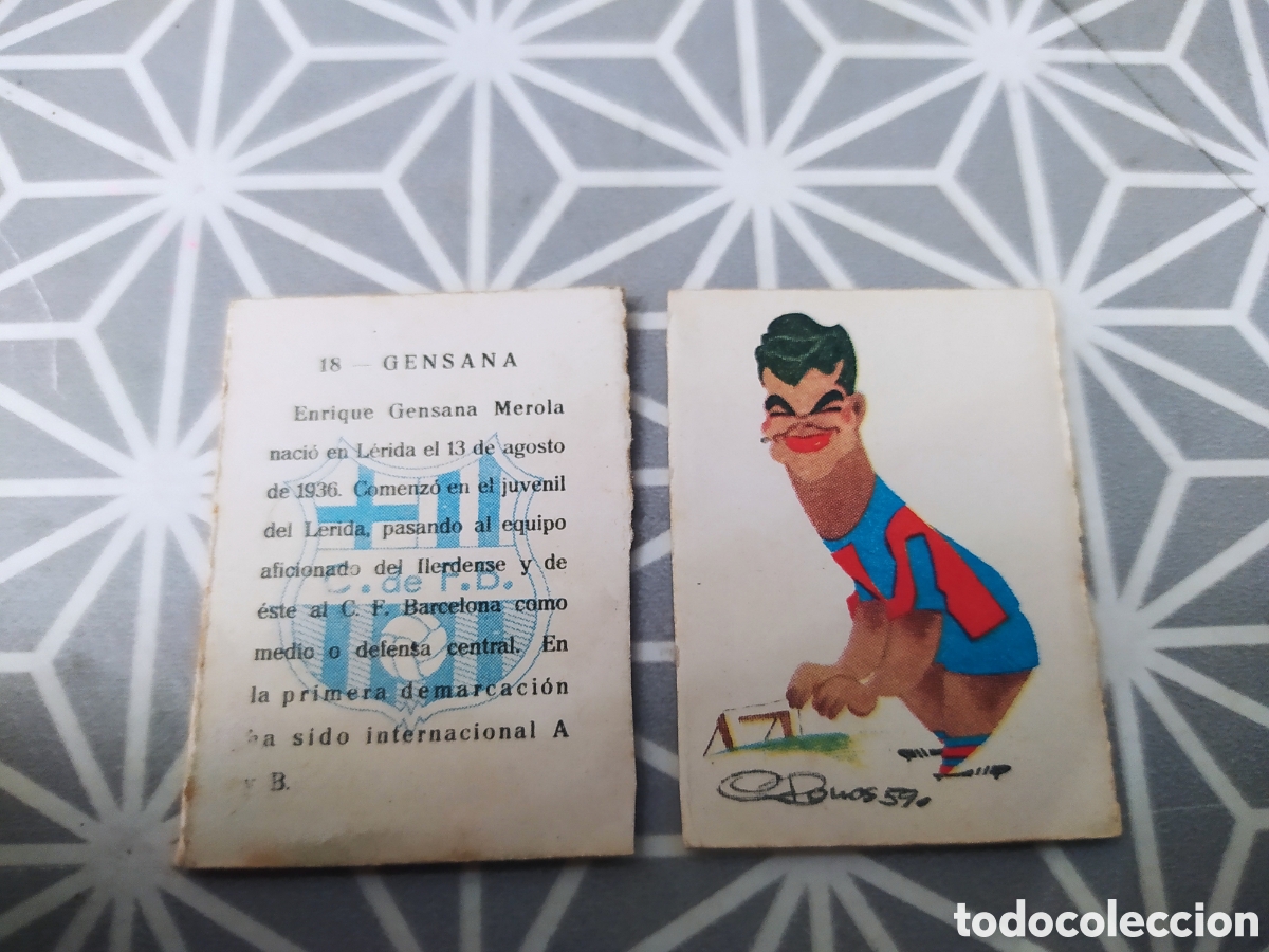 Cajas de Cerillas: GENSANA. N&ordm; 18. BARCELONA. JUGADOR A&Ntilde;OS 50-60. LLEVA LA CARICATURA Y LA DESCRIPCION.