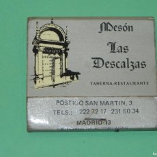 Cajas de Cerillas: CAJA DE CERILLAS, MESÓN LAS DESCALZAS, TABERNA - RESTAURANTE (MADRID)..