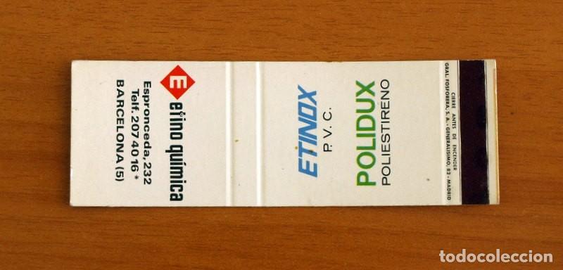 Matchboxes: Carterita de cerillas - Etino Qu&iacute;mica - Etinox - Polidux - Barcelona - General Fosforera