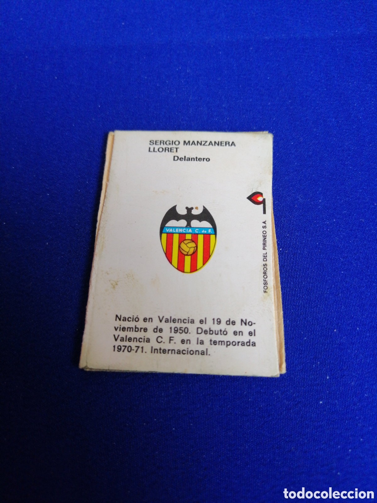 Cajas de cerillas: VALENCIA CF - SERGIO - Foto 2